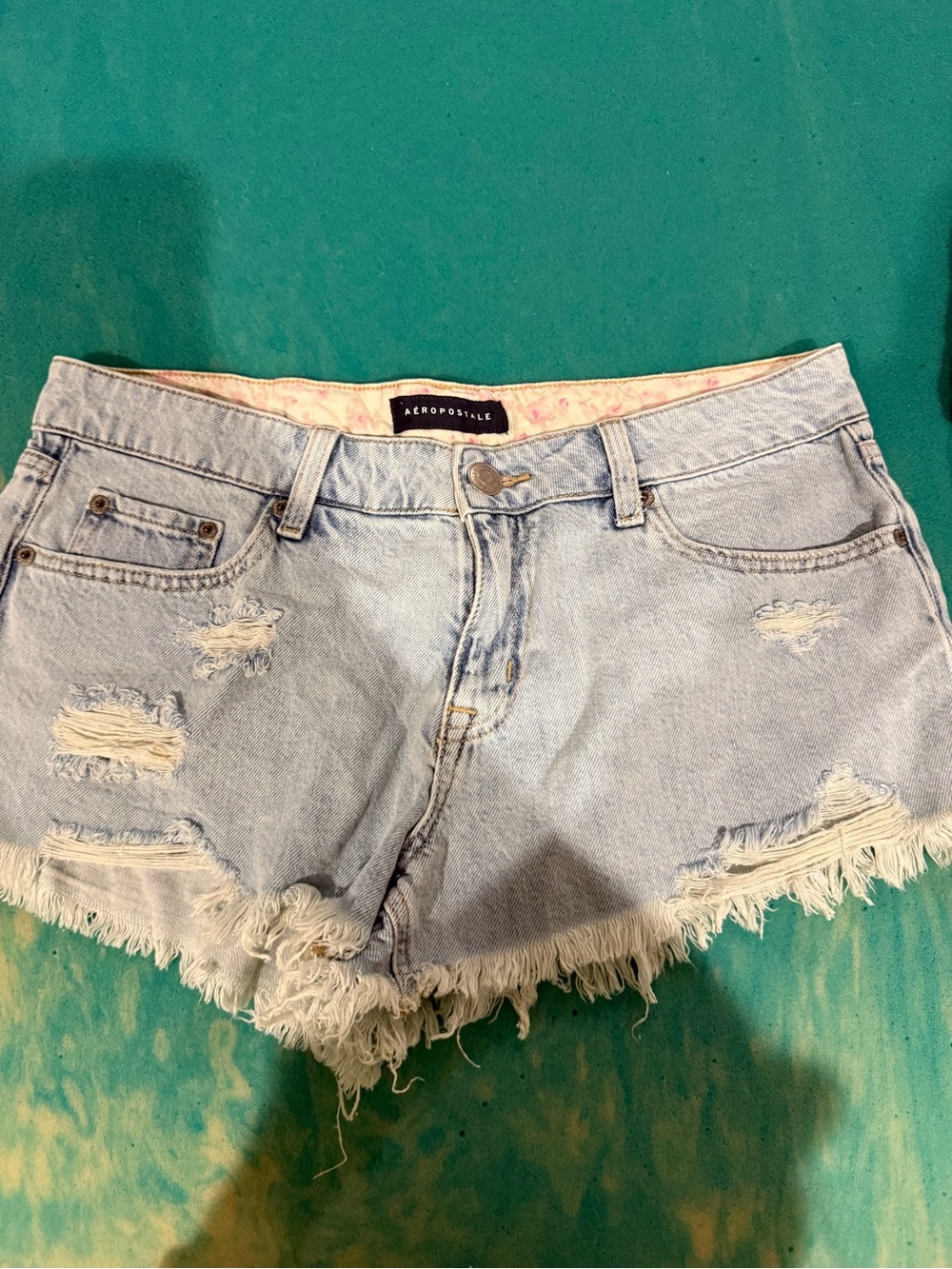 Aeropostale Light Blue Distressed Frayed Denim Shorts